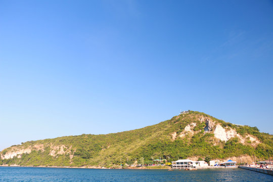 mountain under blue sky background