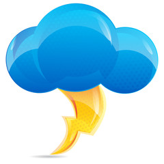 Cartoon Lightning Bolt icon for thunderstorm and game ui element.