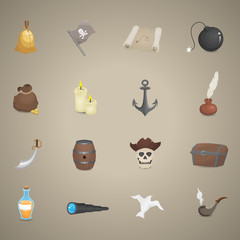 Pirate vector icon set.