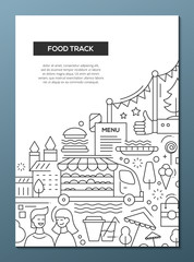 Fototapeta premium Food Track - line design brochure poster template A4