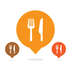 Fork and knife bubble icon vector