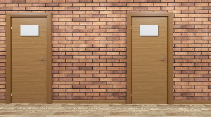 The Corridor in office building. 3D rendering