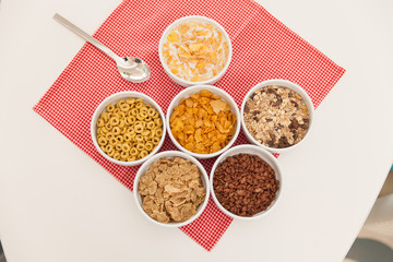 Spices of the asian cuisine on the table in the six bowls