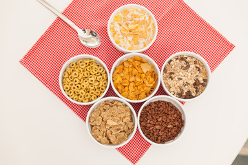 Spices of the asian cuisine on the table in the six bowls, shall