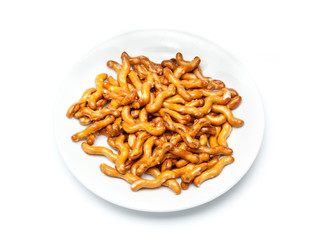 cookies bretzels on a white background