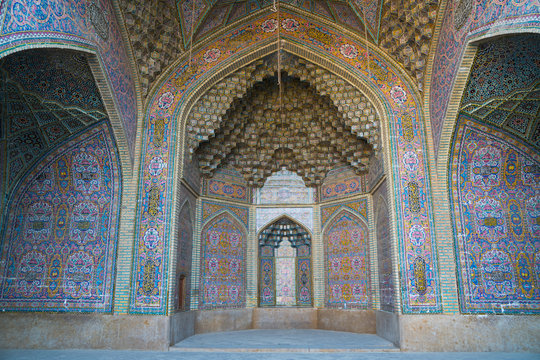Late 19th century tiling at Nasir-al Molk Mosque, Shiraz, Iran