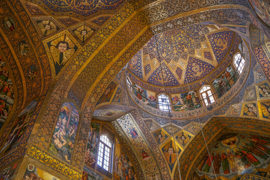 Interior of dome of Vank (Armenian) Cathedral, Isfahan, Iran