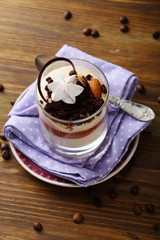 Sweet coffee dessert in glass