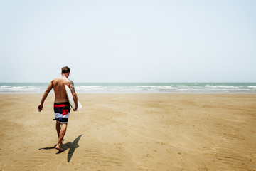 Man Beach Summer Holiday Vacation Surfing Concept