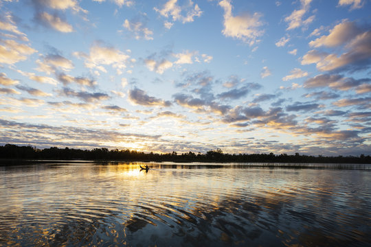 Clouds at sunset, Pangalanes Lakes canal system, Tamatave, Madagascar