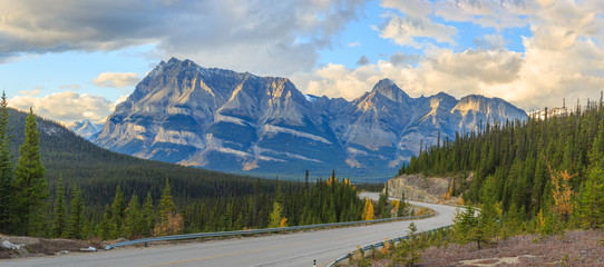 View from the road on the Canadian Rockies, Icefield Parkway, Alberta, Canada
