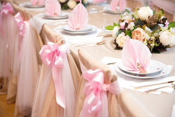 Setting of the table and chairs for engagement and wedding day