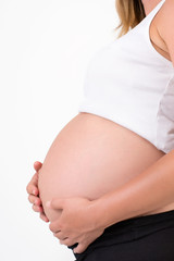 Pregnant Woman Belly. Pregnancy Concept. Isolated on a White Background