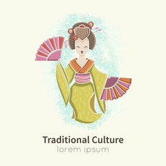 Dancing Geisha with fan