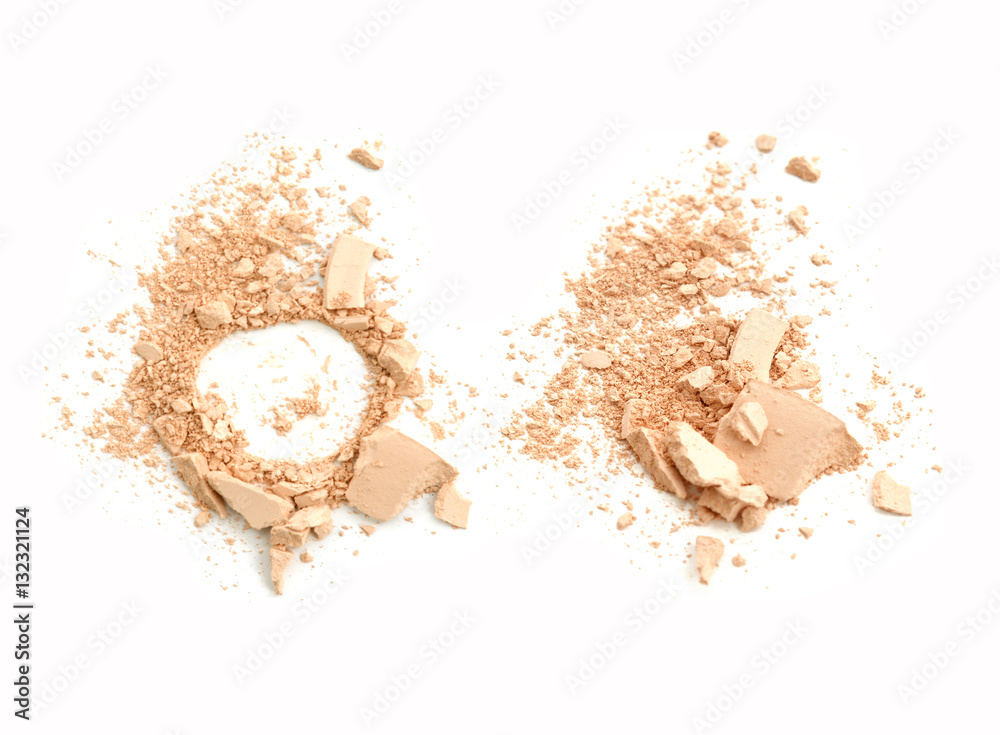 Wall mural face powder cosmetics on white background