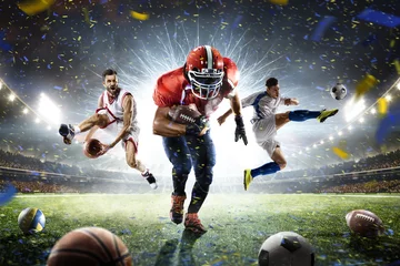 Photo sur Plexiglas Chambre jeunesse Collage de joueurs fiers de plusieurs sports sur la grande arène
