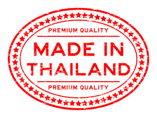 Grunge red premium quality made in Thailand oval rubber stamp