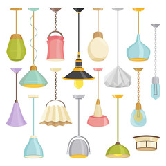 Lamps sign set for interior on white background