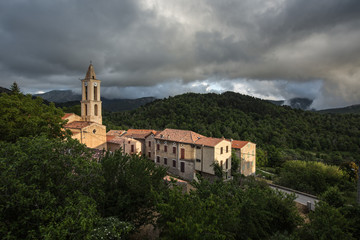View of a mountain village in Corsica. (village of Evisa)