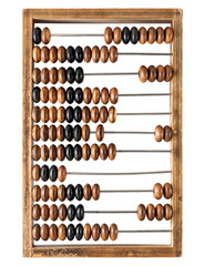 Old wooden abacus isolated on a white background - 132327599