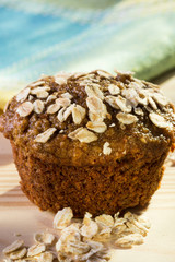 Saudável bolo integral de banana com flocos de aveia