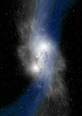 Stars, dust and gas nebula in a far galaxy