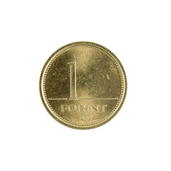 one hungarian forint coin (2002) isolated on white background