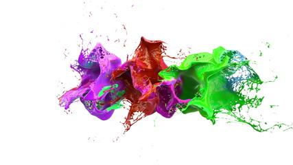 inks splashes in white background 3d illustration