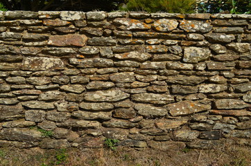 Détail d'un mur en pierre naturelle (Bretagne)
