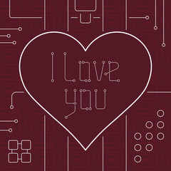 I Love You Techno Line Art Bakcground.