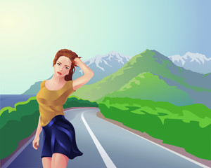 The young woman's portrait mountain