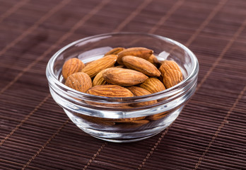 Nuts mix in a wooden plate