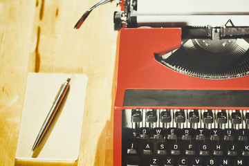 Typewriter and Notebook - Top View
