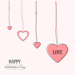 Valentines day card template. On beautiful background with hearts and space for your text.