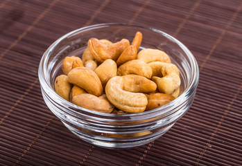 Nuts mix in a wooden plate