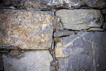 Dirty, scratched old stone wall