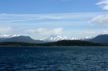The Beagle channel separating the main island of the archipelago of Tierra del Fuego and lying to the South of the island.