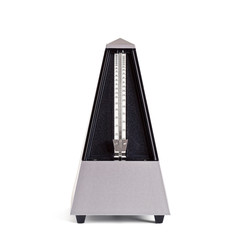 Stopped gray pyramid metronome isolated on white