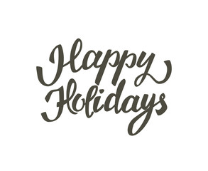 Hand drawn elegant lettering of Happy Holidays. Isolated on white background
