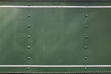 Detail of green metal of locomotive