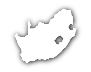Karte von S&uuml;dafrika mit Schatten