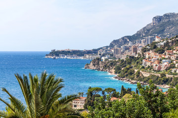 Fototapeta na wymiar View to Monte Carlo and Larvotto in Monaco, French Riviera, Fran