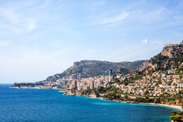 Obraz na płótnie Canvas View to Monte Carlo and Larvotto in Monaco, French Riviera, Fran