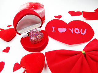 jewelry ring with heart shape love concept