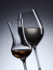 Closeup of glasses with white wine