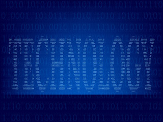 Computer binary code on Blue screen