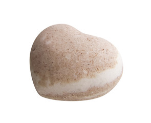 Bath bombs in the shape of a heart, isolated on white background.