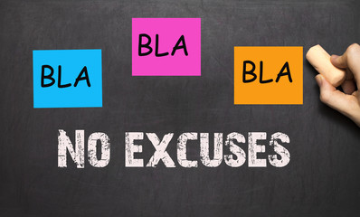 BLA BLA BLA - No excuses - Workout motivation, on a blackboard