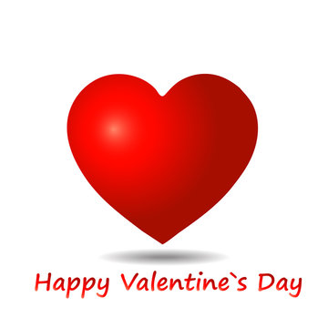 Happy Valentine's day. Red heart on a white background. Vector illustration