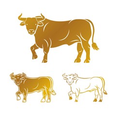 Bull ancient emblems elements set. Heraldic vector design elemen